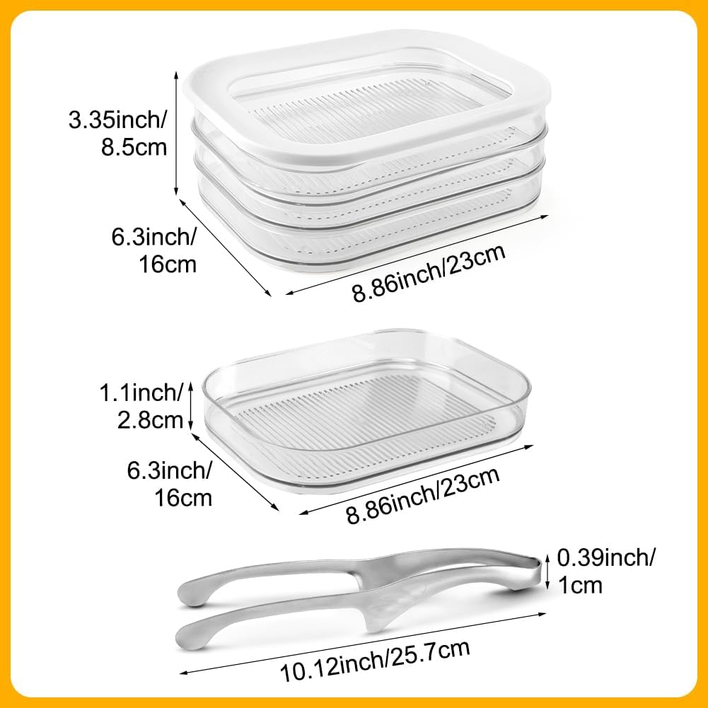 Refrigerator Storage Box, Stackable, 3 Layer Transparent Food Storage Box Image 2