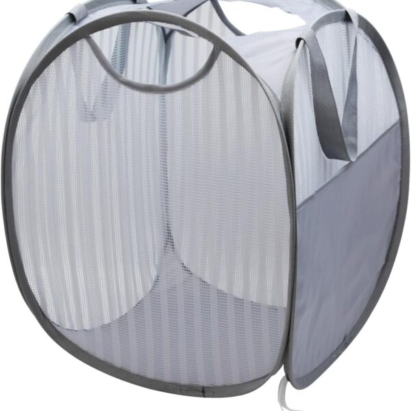 Solidly Handy Laundry Mesh Popup Hamper,Foldable Lightweight Pop up Basket for Washing,Durable Clothing Clothes Storage for Kids Room,Students College Dorm,Home,Travel & Camping(Grey 16" H)