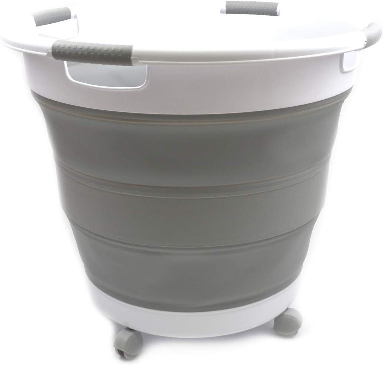 66L Collapsible Laundry Basket with wheels Foldable Pop Up Storage Container/Organizer with wheels Portable Washing Tub Space Saving Hamper/Basket with wheels (1, Grey)