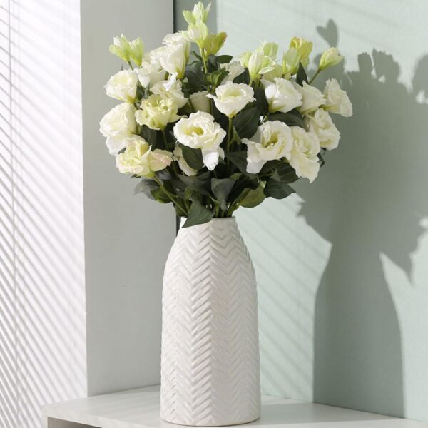 White Vase for Flowers Ceramic Vase for Decor, Modern Decorative Tall Vases for Your Kitchen/Office/Living Room/Bookshelf/Mantel White Texture(Medium