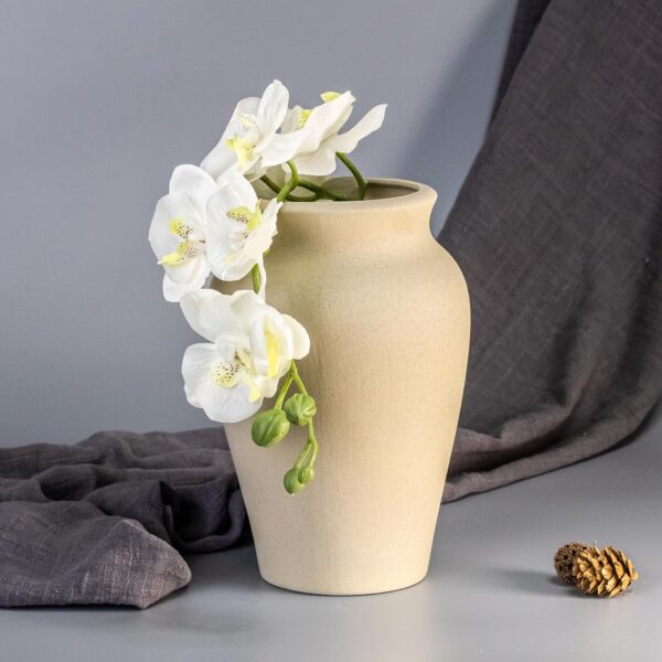 Ceramic Vase for Home Decor, 9 Inch Wide Mouth Pottery Vase, Vintage Farmhouse Vase Boho Neutral Decor, Terracotta Rustic Vase for Living Room, Entryway, Floor, Mantel Decoration(Pottery Clay)