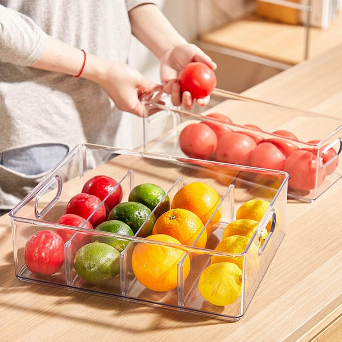 Stackable Refrigerator Storage Box, Pull Out with Handle, Suitable for Refrigerator Food Storage Image 2
