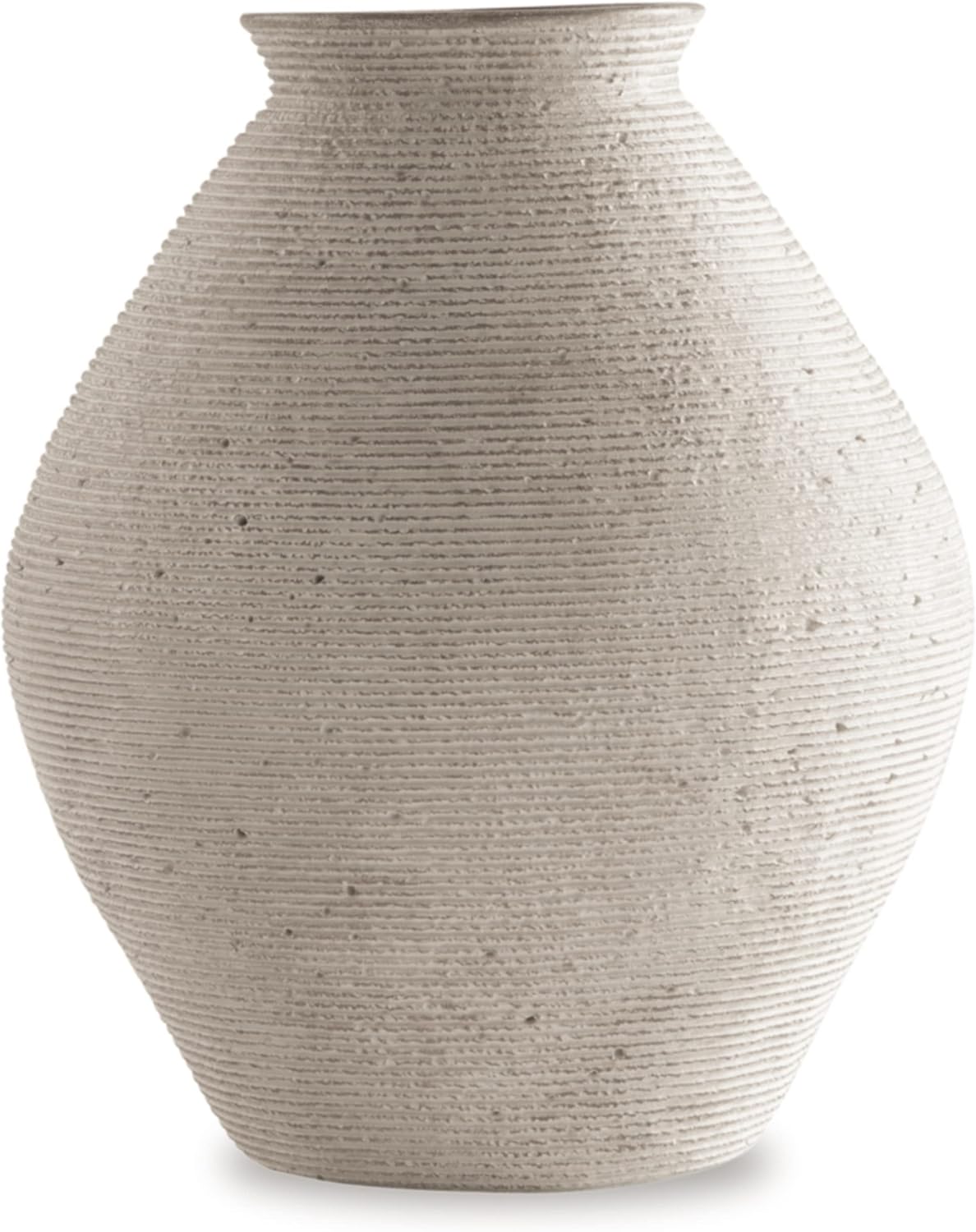 12" Modern Distressed Polyresin Vase, Antique Tan