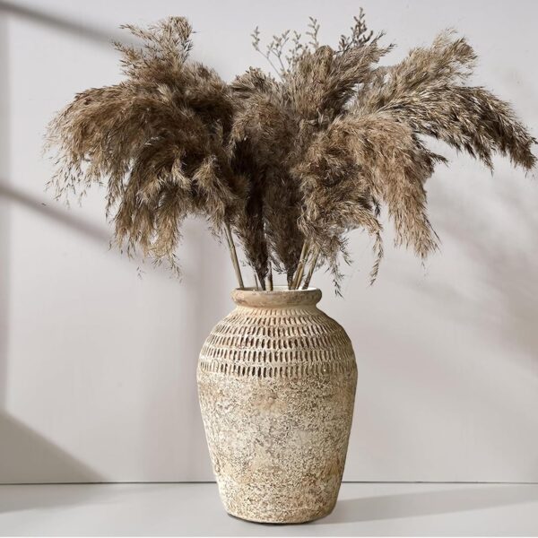 Rustic Ceramic Farmhouse Decor Large Vase   8 85" Hydroponic Vase White Farmhouse Vases Boho Vase Terra Cotta Pottery Vase for Home Decor, Living Room Decoration, Entryway Decor, Mantel Decorative