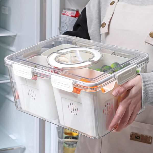Sealed Refrigerator Fruit Storage Container with Lid and Handle, BPA Free, for Preserving Berries and Vegetables