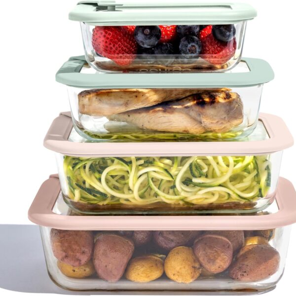 8 Piece glass food storage container set with lids