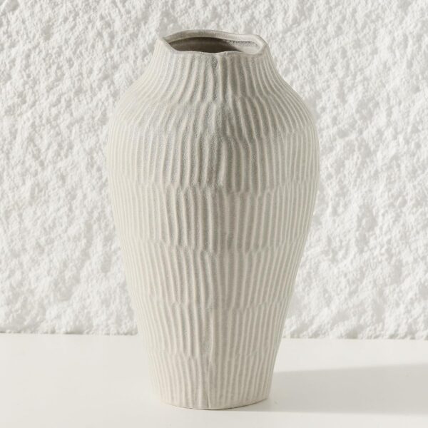 Ceramic Vase for Home Decor,11 6 Inch Flower Vases,Decorative Blue Vase for Pampas Grass,Modern Art Texture Vases for Home Entryway Living Room Dining Table Farmhouse Office Decor(Grey)